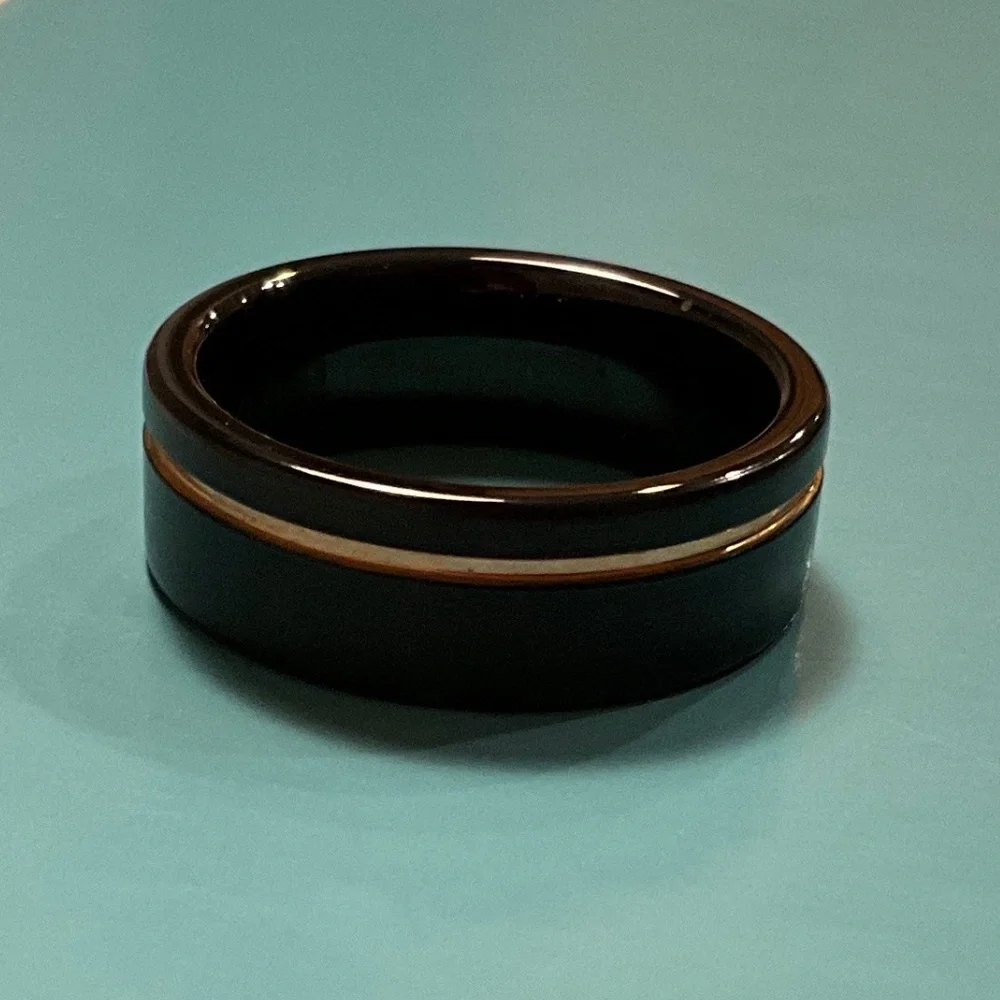 THORUM Minimalist Black Tungsten Gold Band Ring Size 11
